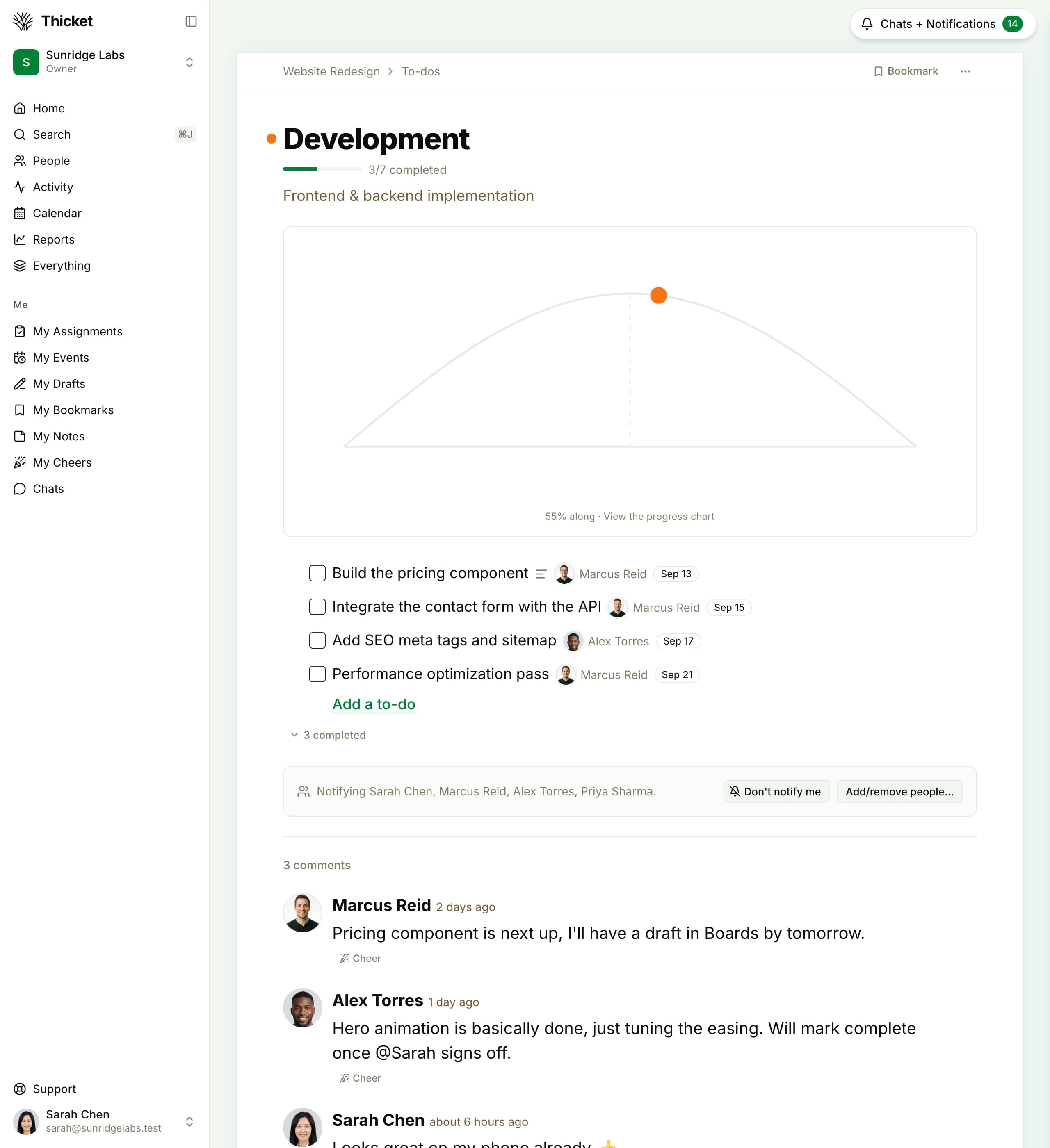 Thicket to-do list with assignments, due dates, and completion tracking: what Trello checklists become
